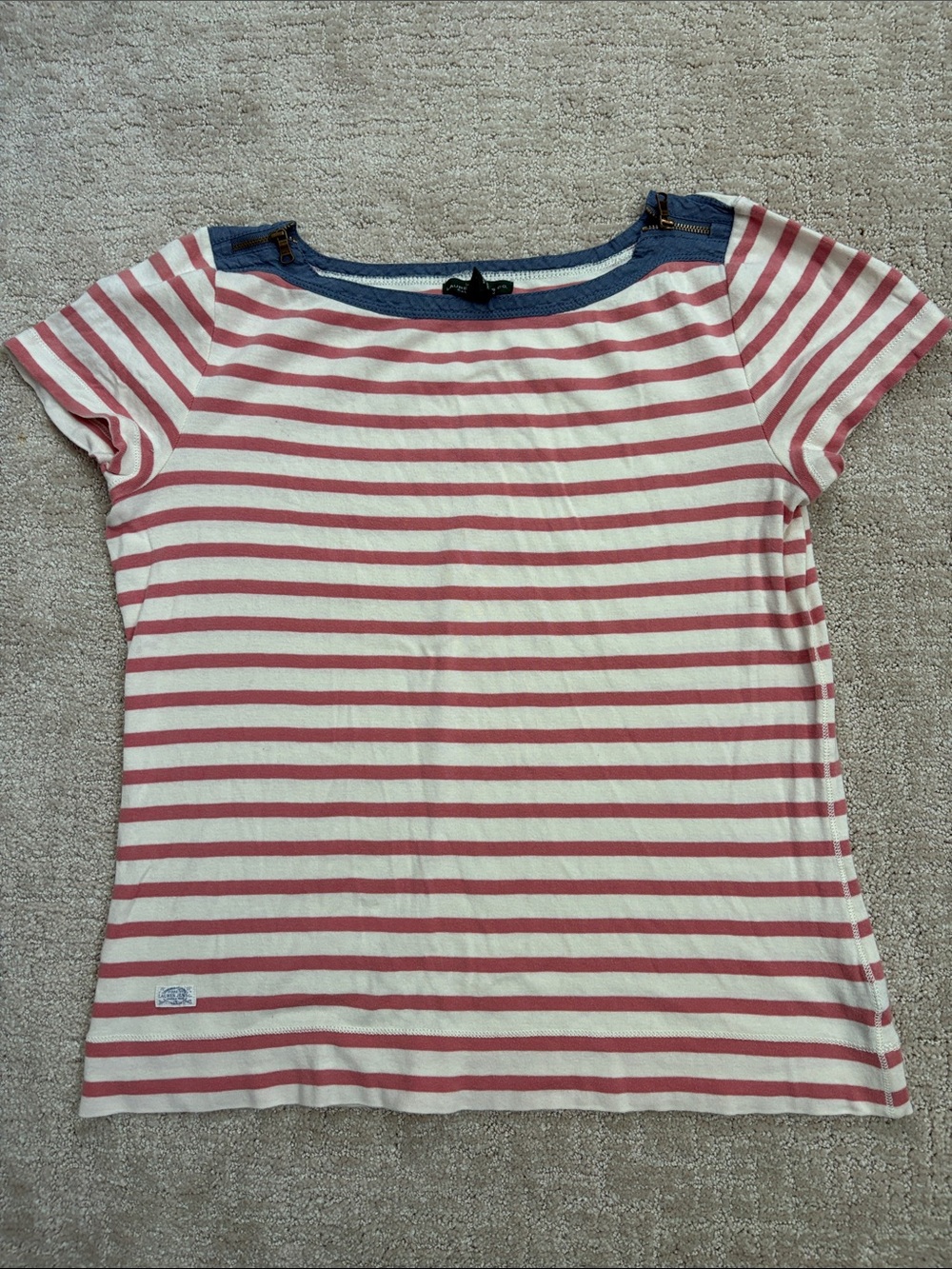 Ralph Lauren Women’s Large Striped Top Spring Summer Costal 100% Cotton